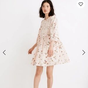 Seaside Floral Pintuck Puff
Sleeve Minidress